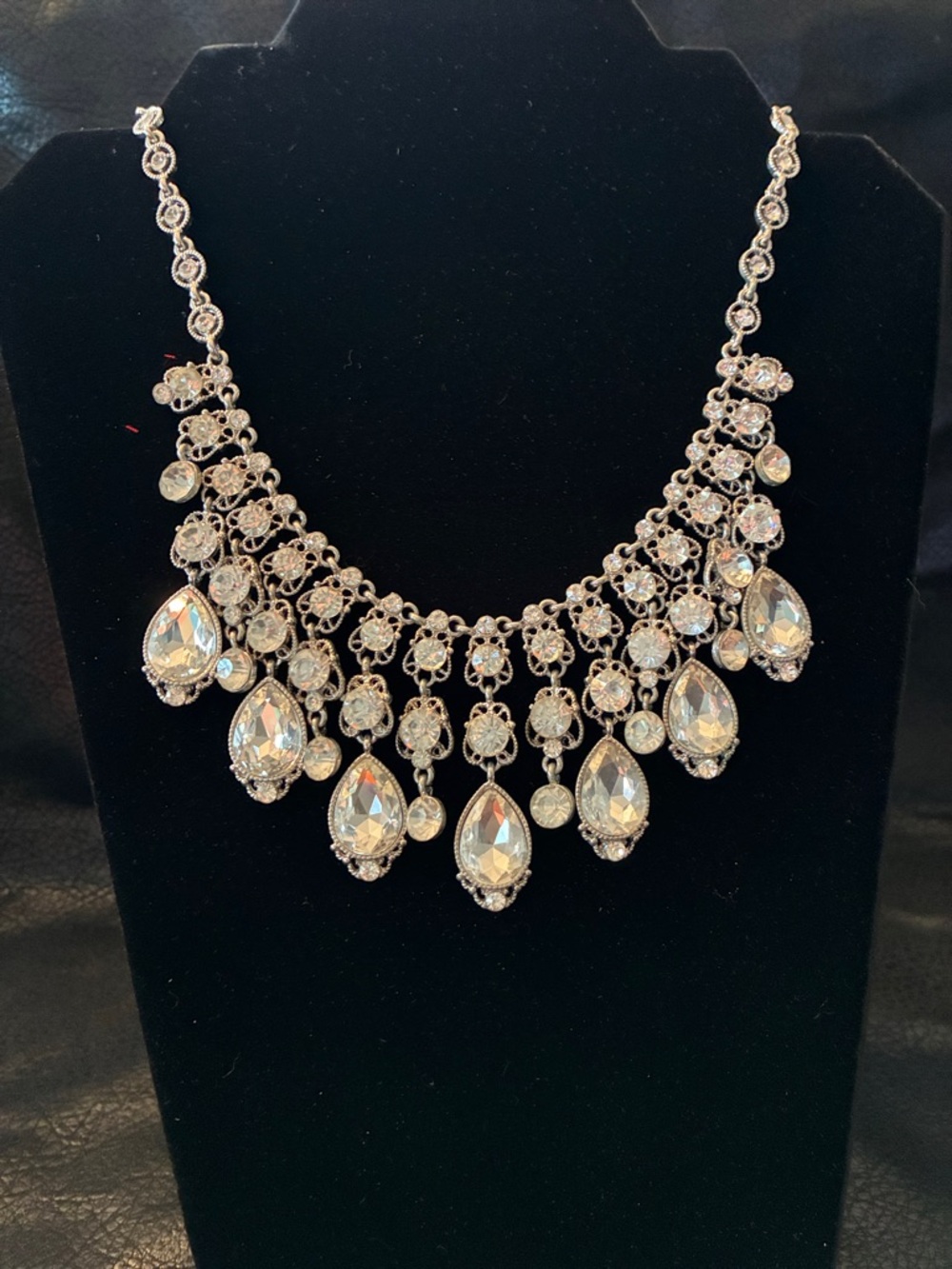 Natasha Silver and White Crystal Necklace